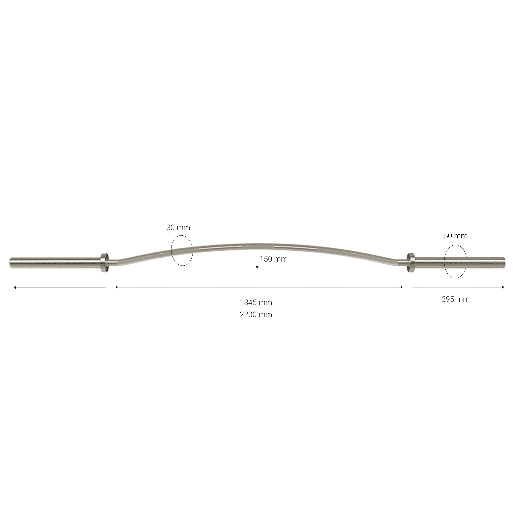 Bend Barbell 20kg 814 Measurements
