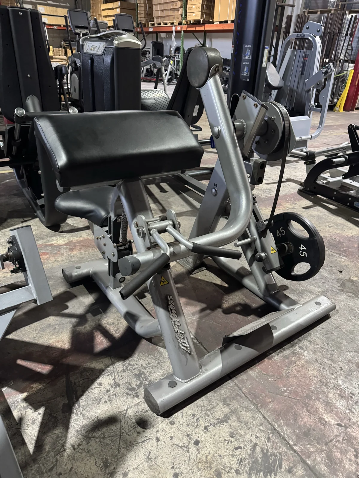 Pre-owned Life Fitness Signature Series plate-loaded biceps curl — front view